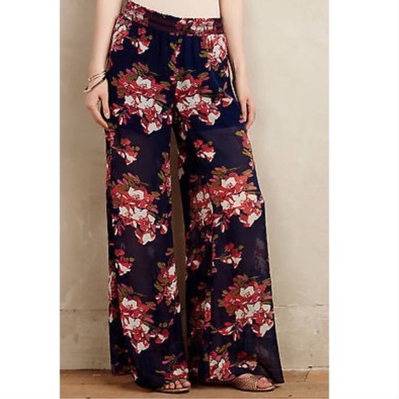 Anthropologie Elevenses Fire Lily Wide Leg Pant - Picture 1 of 7
